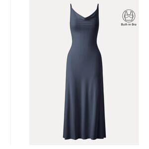 OGL Maxi Slip Dress Cowl Neckline Builtin Bra Minimalist Chic SIZE L NWT